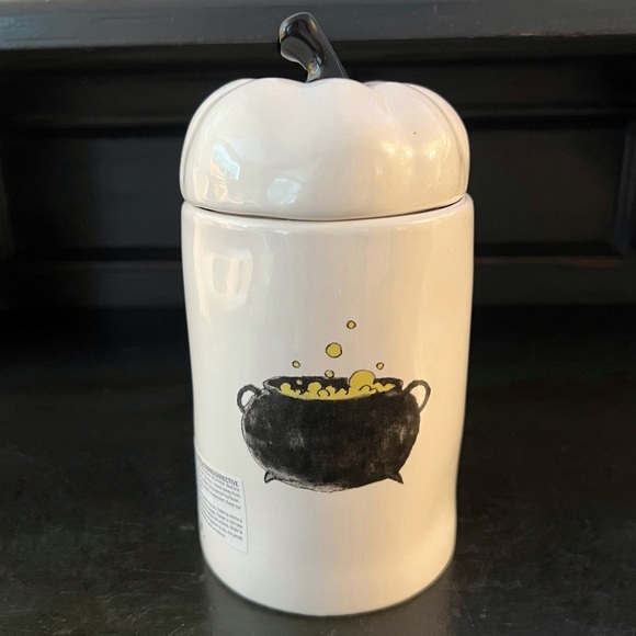 Rae Dunn NEW WITCH’S BREW Candle Halloween Cauldron Pumpkin Lid Ivory Black LL - Picture 6 of 8